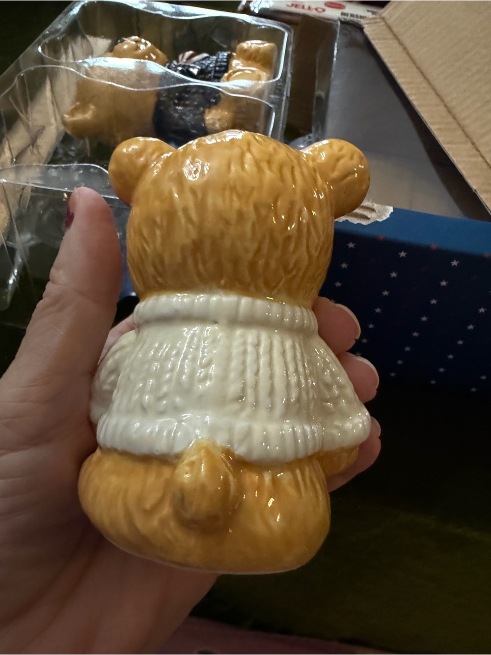 Dabney Lee Blue & White Teddy Bear Salt & Pepper Shaker Set - Picture 8 of 16